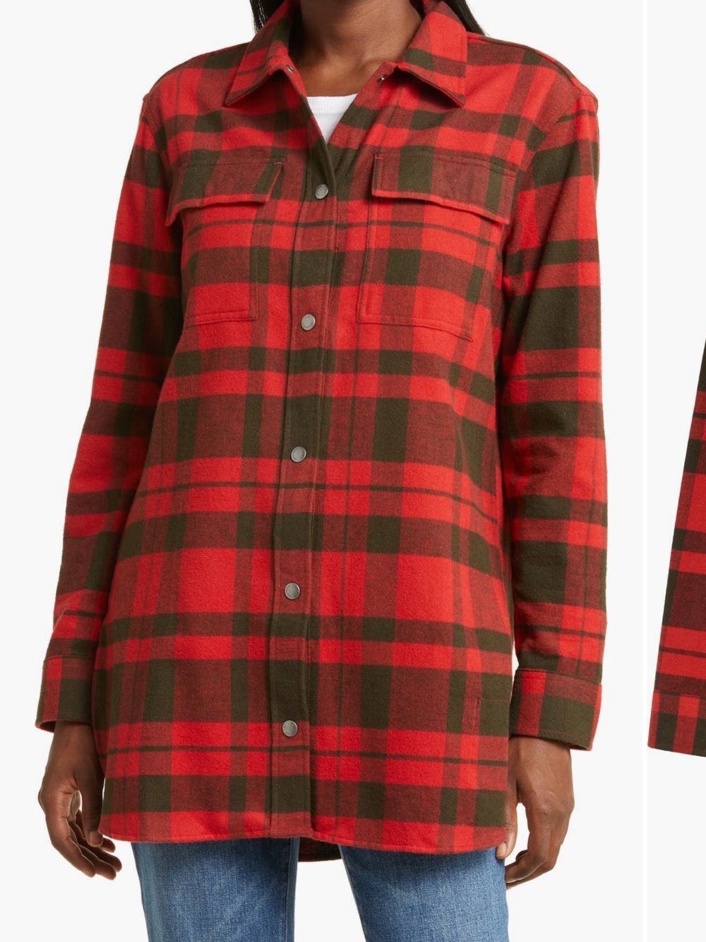 LL Bean Signature oversized plaid chamois shirt size L nwt